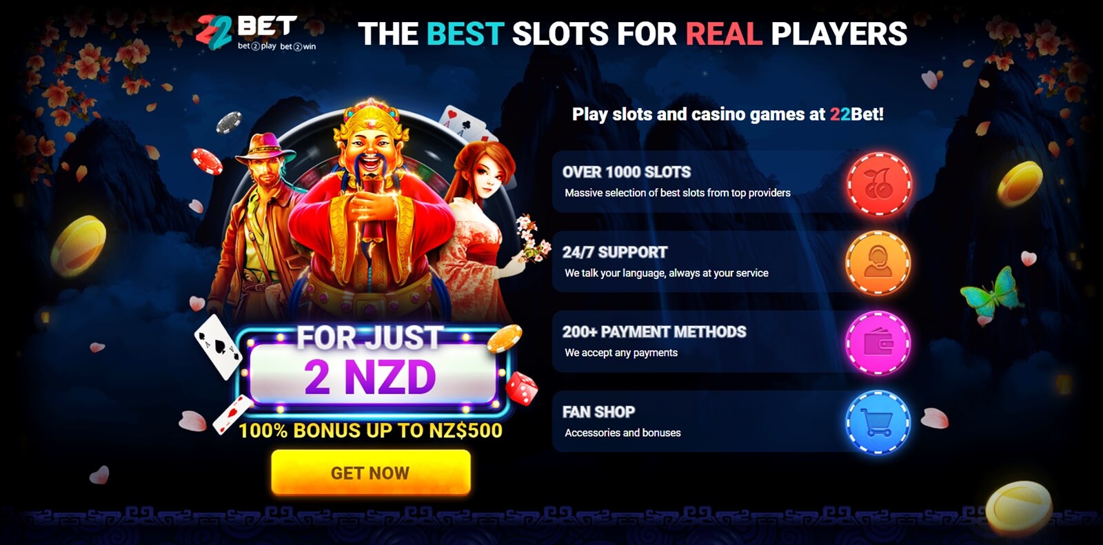 22Bet Casino $1 Deposit Bonus NZ