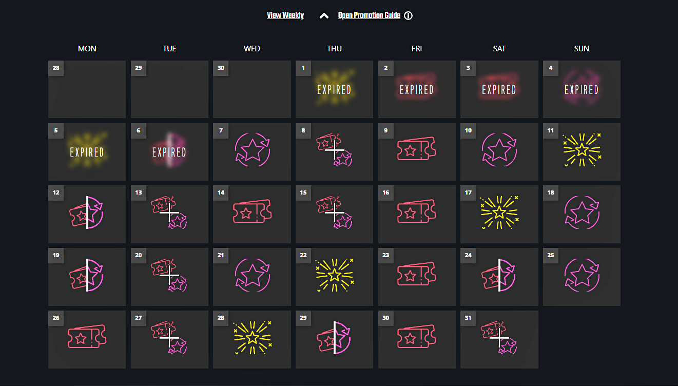 Captain Spins Promotions Calendar