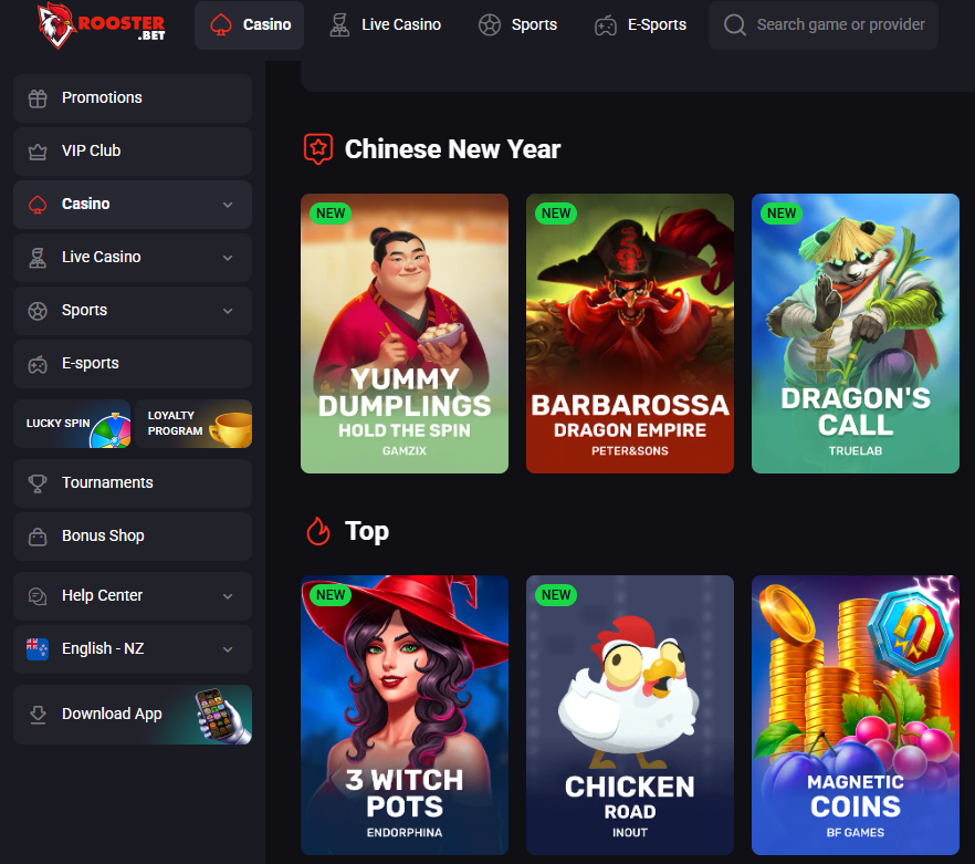 RoosterBet Mobile Version