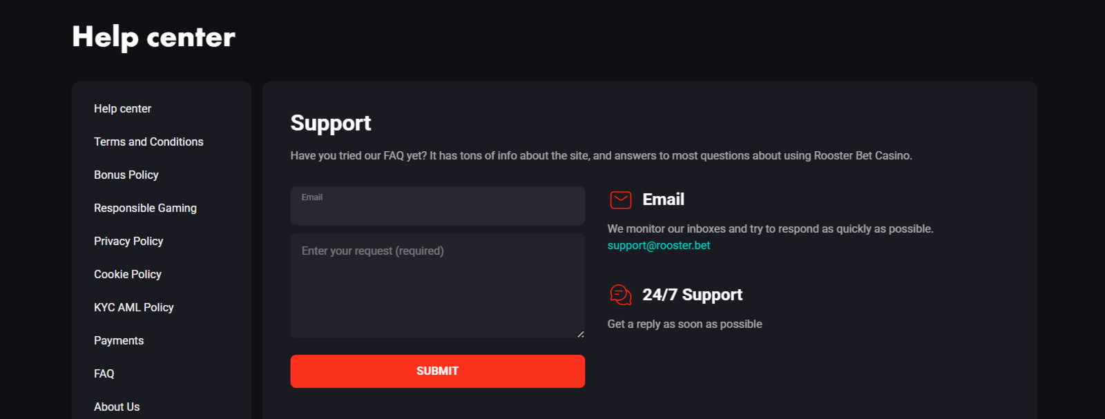 RoosterBet Support