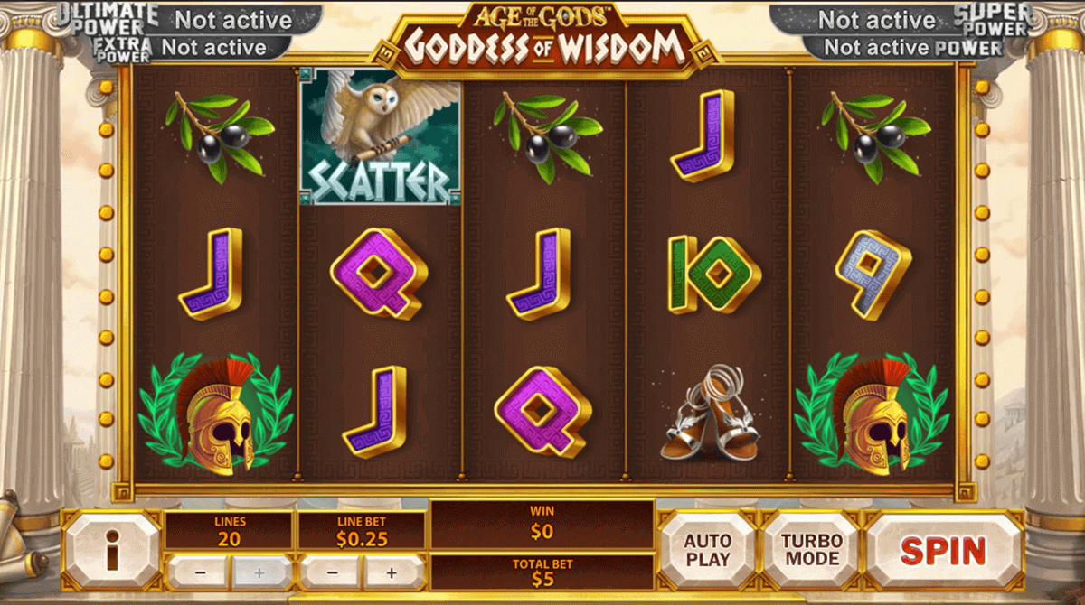 age of the gods goddess of wisdom playtech pokie
