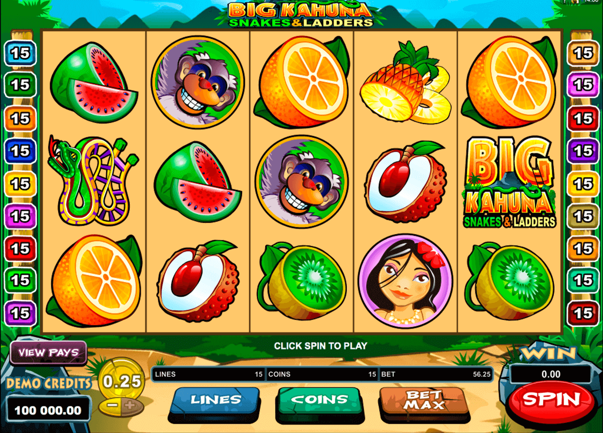 big kahuna snakes and ladders microgaming pokie