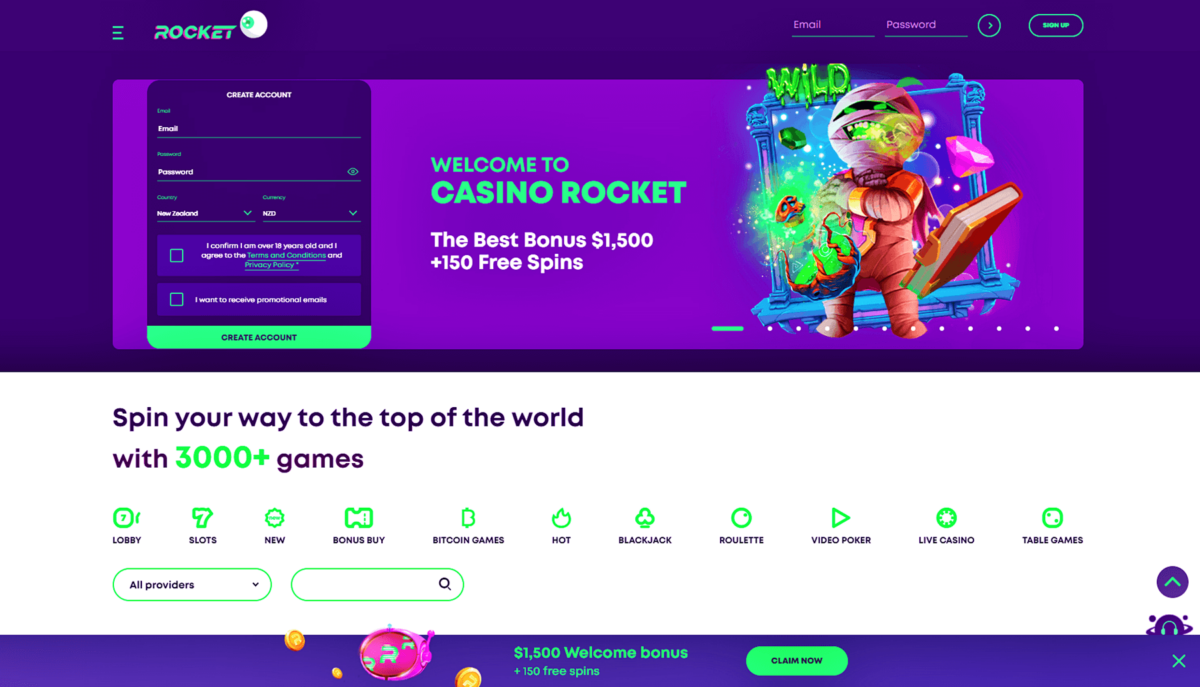 Casino Rocket Review NZ 🎖️ Get $1500 + 150 Free Spins!
