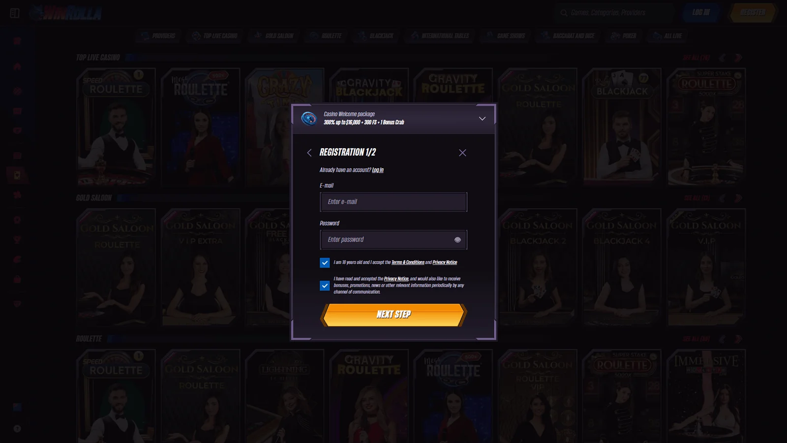 Casino WinRolla Registration Process