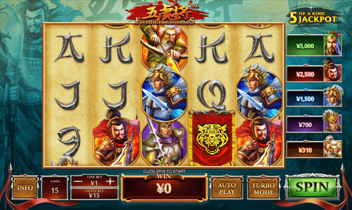 five tiger generals playtech pokie