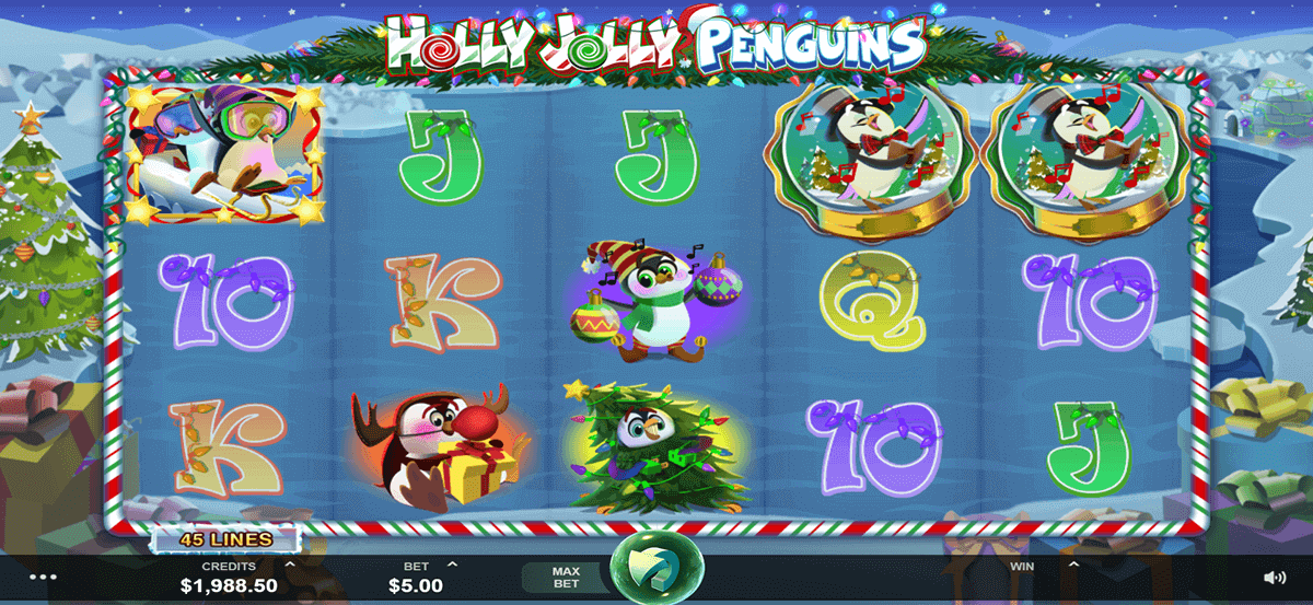 holly jolly penguins microgaming pokie 