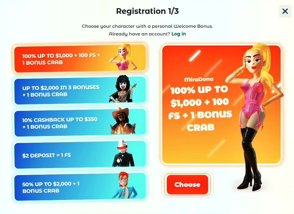 neon casino registration step
