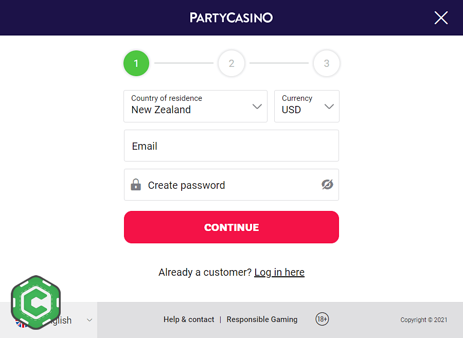 partycasino registration