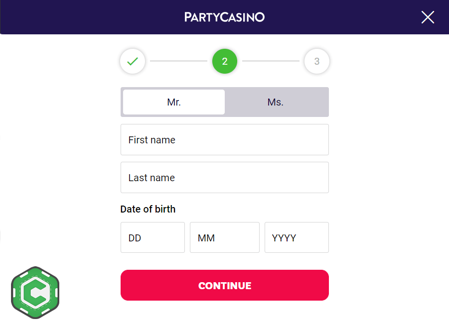 partycasino registration