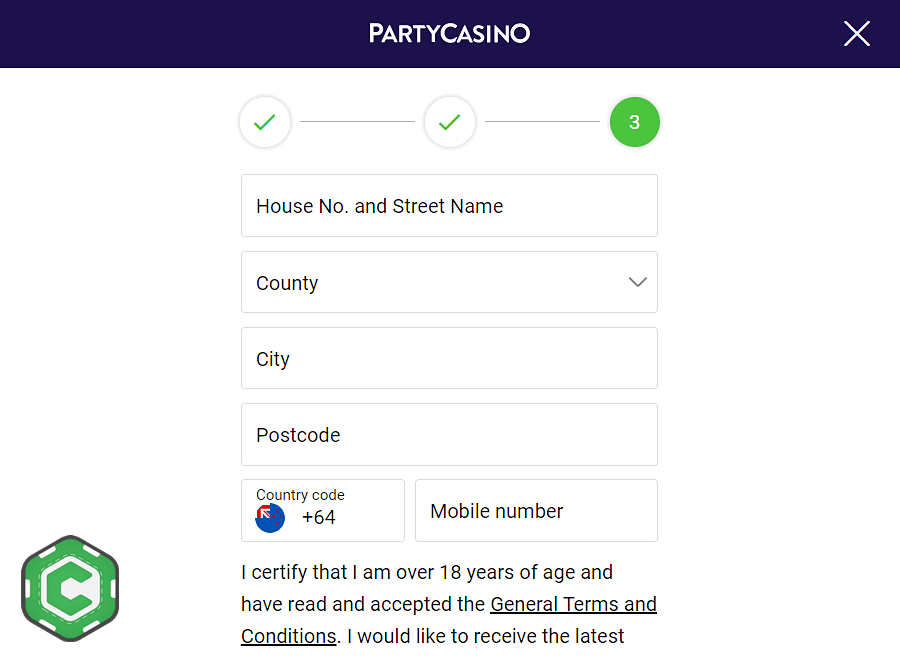 partycasino registration