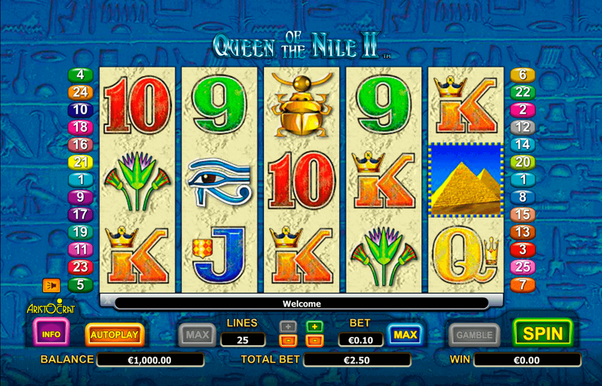 queen of the nile ii aristocrat pokie 