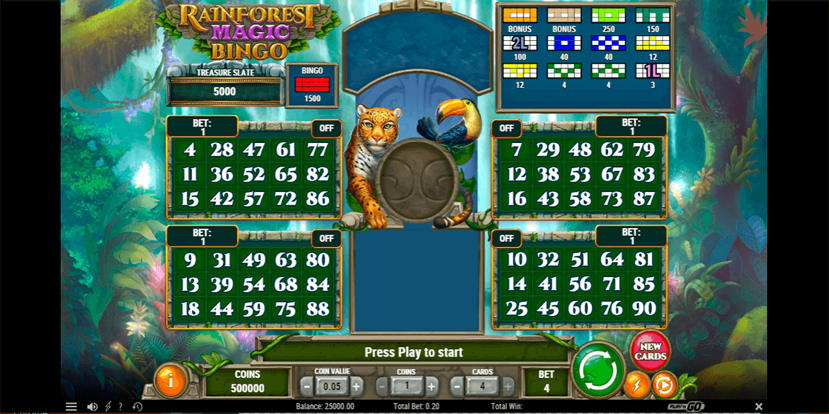 rainforest magic bingo playn go 