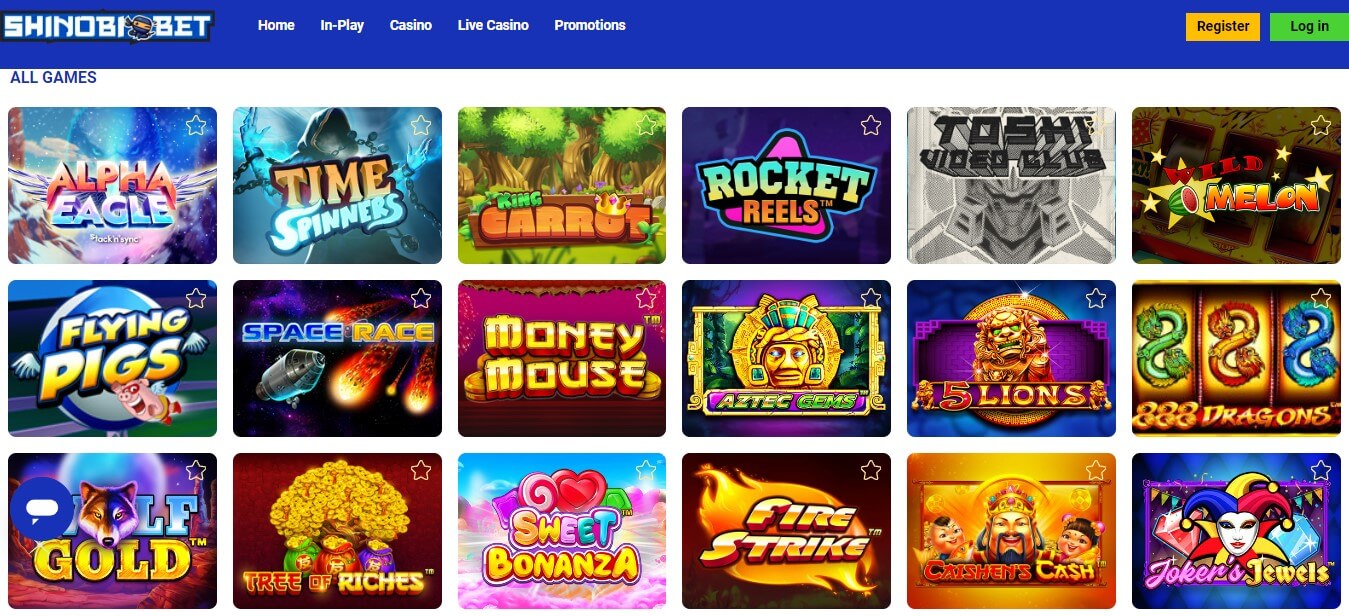 shinibibet casino games