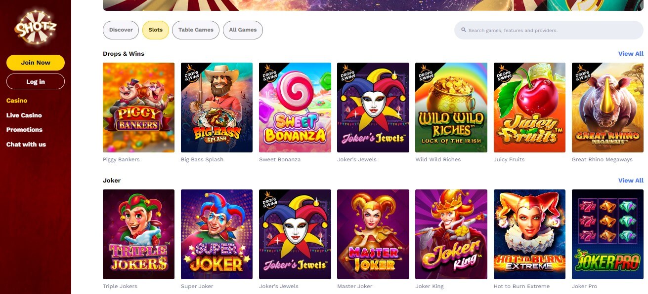 shotz casino slot games