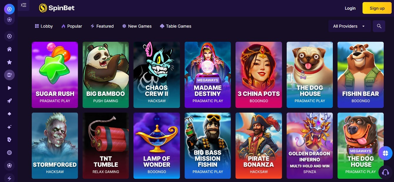 spinbet casino slot games