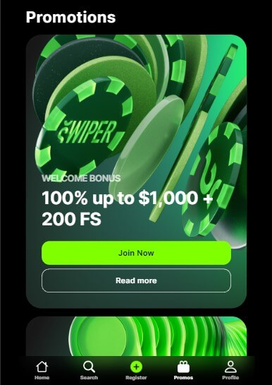 swiper casino welcome bonus