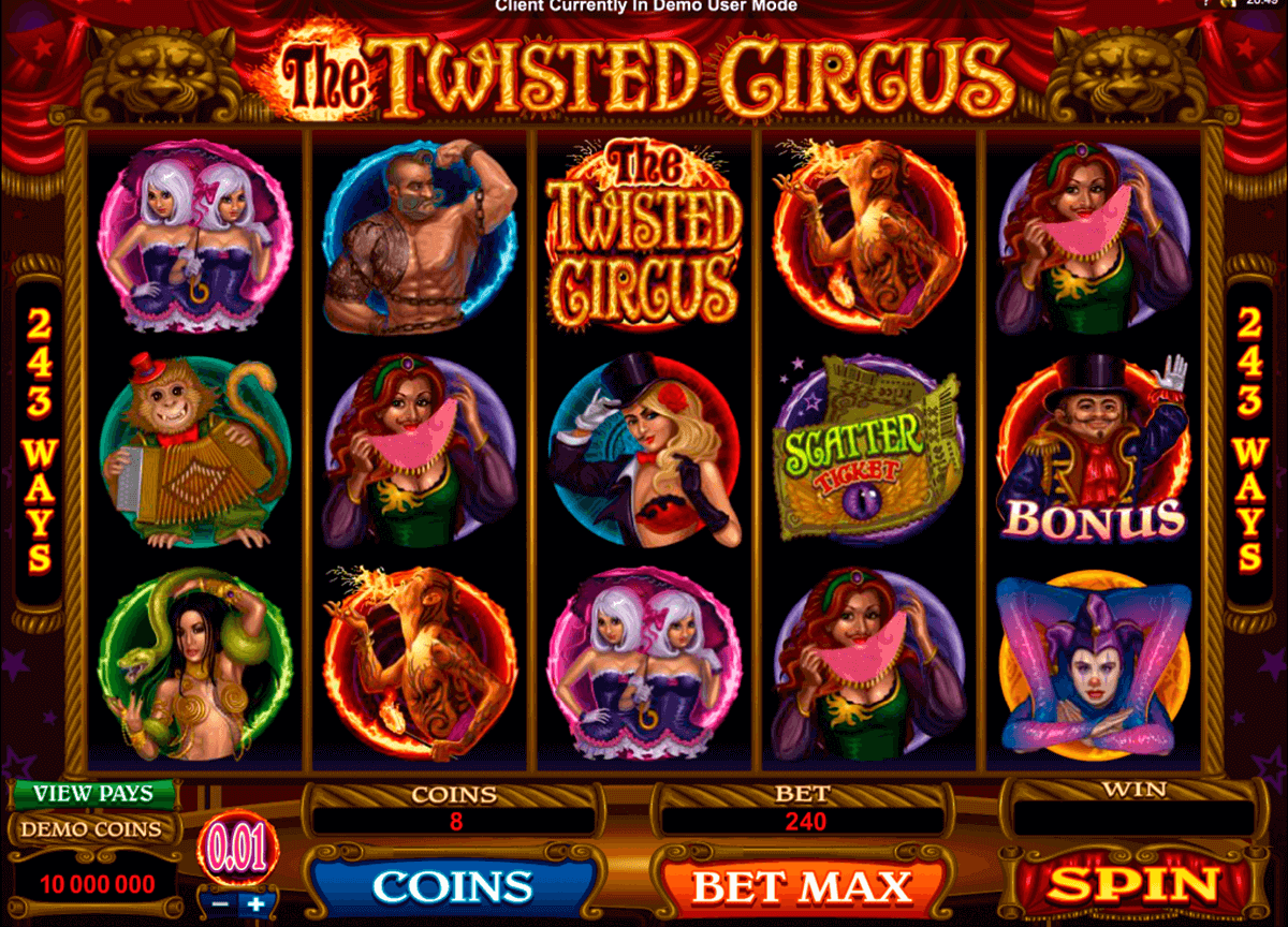 the twisted circus microgaming pokie 
