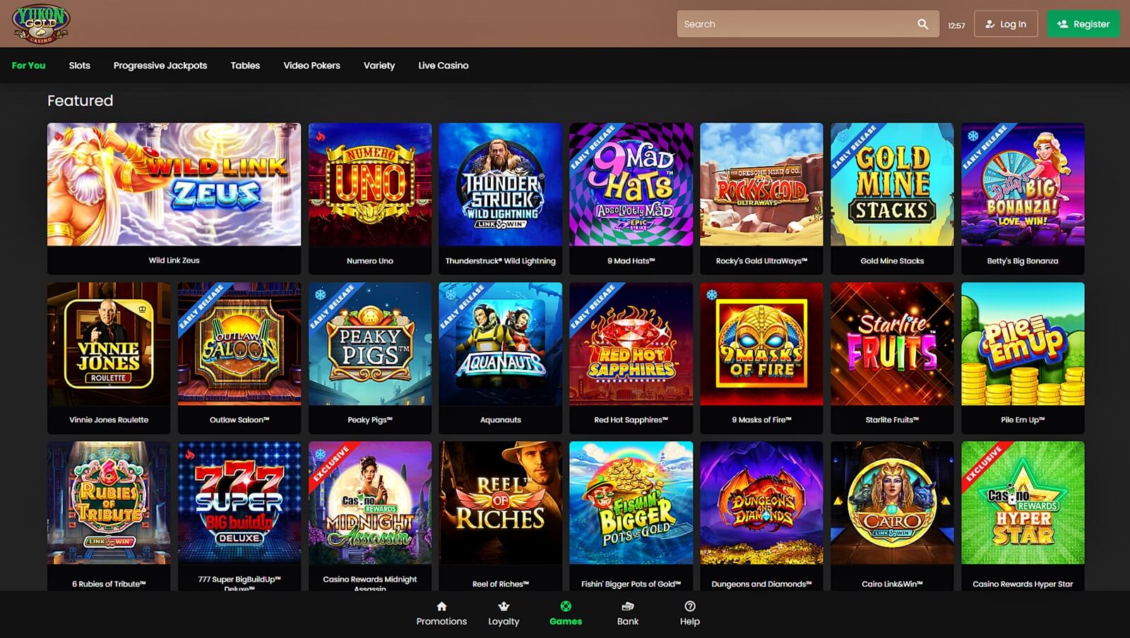 Yukon Gold casino games